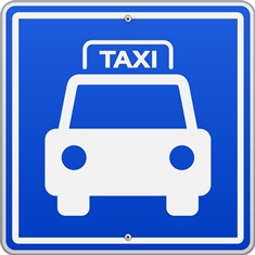 Blue and White Taxi Sign